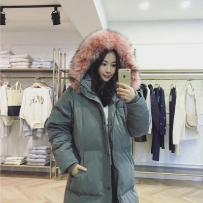 2016新款韩国代购修身大码羽绒服女超长款过膝大毛领外套冬加厚潮