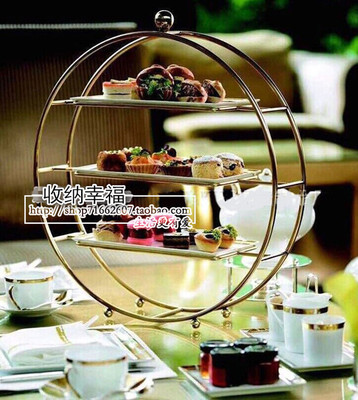 高档英式下午茶点心架食物寿司盘架蛋糕展示架酒店圆形自助冷餐架