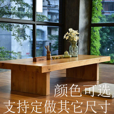 美式实木餐桌椅客厅矮茶几做旧茶艺桌长一架方形桌子茶道桌办公桌