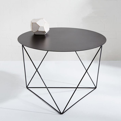 简约现代铁艺几何角几茶几桌样板房圆形边几欧式极简金属圆形