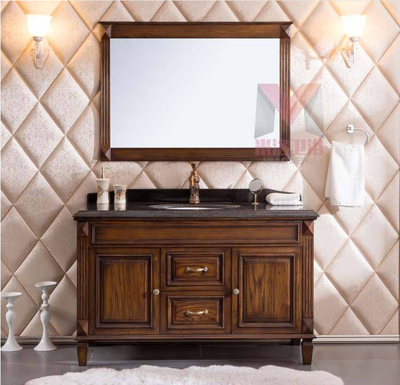 欧式浴室柜组合仿古橡木大理石卫生间洗手台现代简约落地卫浴柜