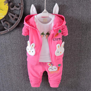 2016春装女童新款韩版婴幼儿小童三件套装0-1-2-3岁女宝宝套装潮