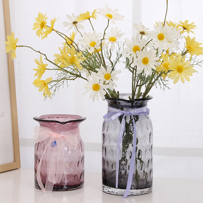 欧式小清新玻璃花瓶 透明水培小花瓶摆件客厅插花干花玻璃瓶花瓶