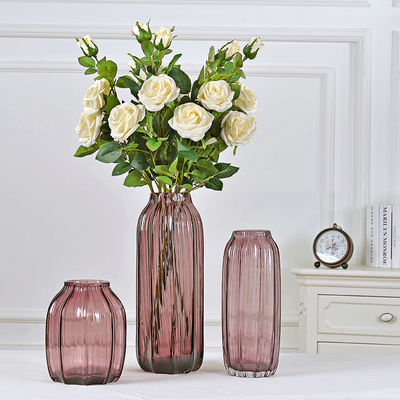 欧式水晶彩色玻璃花瓶透明客厅插花瓶百合玫瑰富贵竹创意家居摆件