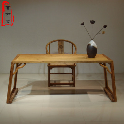 榆木家具 现代新中式茶桌茶台茶艺桌 禅意桌椅组合创意实木书桌