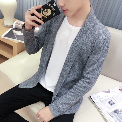 针织衫男长袖修身毛衣外套薄款青年男式韩版纯色空调开衫日系潮牌
