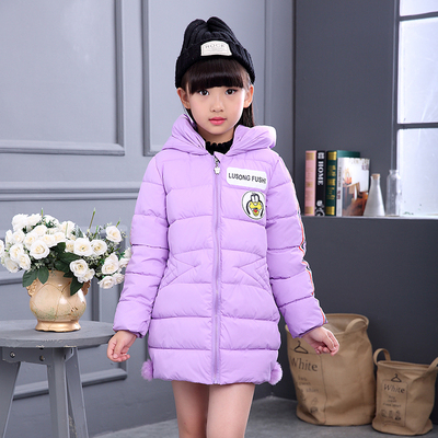 2016冬装新款中大女童棉衣 韩版儿童棉袄中长款加厚羽绒棉服外套