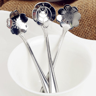 花瓣创意 咖啡勺 甜品勺 不锈钢调味料勺搅拌勺奶精勺调羹 茶汤匙