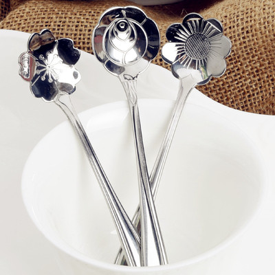花瓣创意 咖啡勺 甜品勺 不锈钢调味料勺搅拌勺奶精勺调羹 茶汤匙