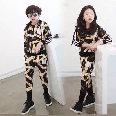 韩版男童套装秋款儿童长袖套装中大童拉链开衫个性时尚休闲两件套