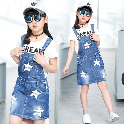 女童背带套裙2017新款韩版夏装儿童牛仔裙女孩夏季连衣裙两件套潮