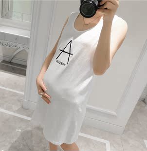 2016夏季韩版孕妇装弹性纯棉中长款背心裙舒适孕妇裙连衣裙 M015