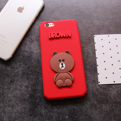 立体布朗熊iPhone6 plus手机壳软硅胶套5S苹果6保护套卡通情侣壳