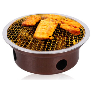 韩式圆形烧烤炉 商用户外野营便携式碳烤炉 烤肉炉配不沾烤盘包邮