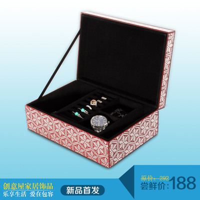 首饰盒 绒布木质公主欧式韩国 玻璃双层实木饰品戒指首饰 收纳盒