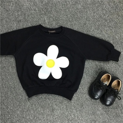 【汤团home】16春新款 大花朵黑色亲子卫衣