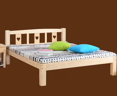实木家具松木床爱心儿童单人床1.2米双人床1.5米1.8成人床