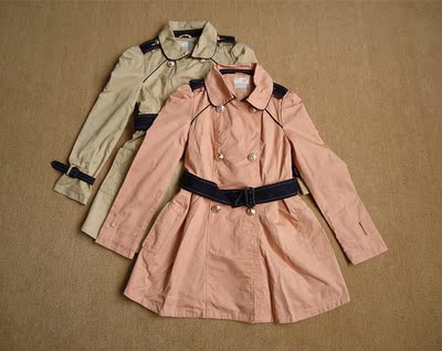 内销品牌正品女装秋季韩版中长款风衣双排扣外套修身薄款