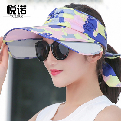 女韩潮流时尚空顶遮阳防晒防紫外线大沿伸缩女士夏季出游太阳帽子