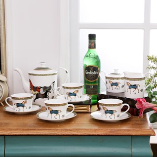欧式特色高档骨瓷茶具样板房餐桌陶瓷摆件咖啡具套装乔迁结婚礼物