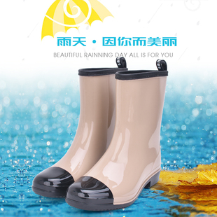 新款雨鞋女士中筒保暖雨靴防滑加绒女式水鞋短筒成人水靴套鞋