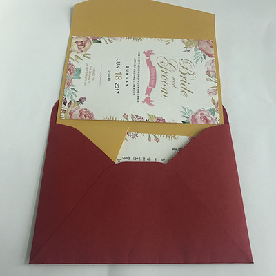 欧式请柬信封 红色长方形请帖配套信封创意个性信封颜色可定制