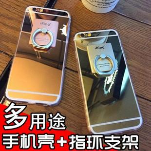 苹果6S手机壳玫瑰金奢华iphone6plus硅胶保护套5s指环支架软镜面