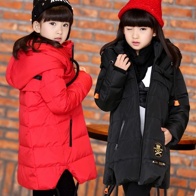 童装女童羽绒服儿童羽绒服中长款中大童女孩冬装韩版连帽加厚外套
