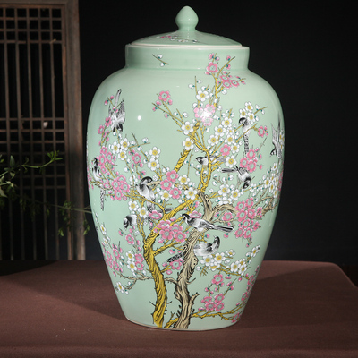 景德镇陶瓷器密封米缸储物缸水缸50斤装带盖防虫防潮 实用