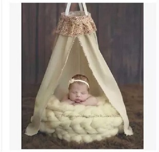 新款儿童摄影道具新生儿照相羊毛毯大辫子满月百天婴拍照辅助造型