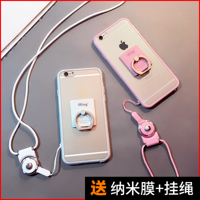苹果6SPLUS手机壳六硅胶套挂绳脖iphone6p透明5.5日韩5se简约女款