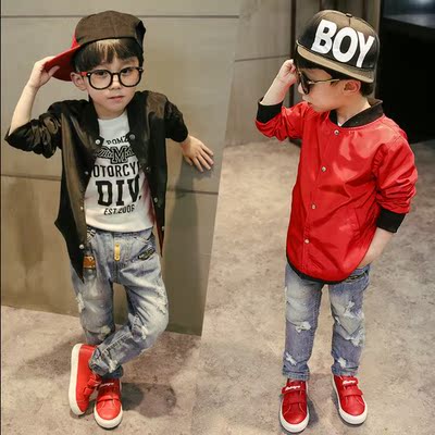 男童外套 2016新款春装童装韩版儿童宝宝拉链上衣夹克棒球服红色