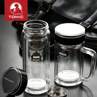 英国TOMIC特美刻玻璃杯茶杯双层高硼硅水晶子办公茶杯水杯茶隔克