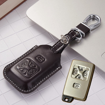 适用丰田埃尔法真皮钥匙包新普瑞维亚大霸王智能遥控器卡保护皮套