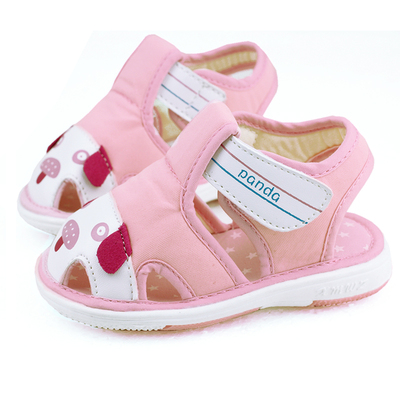 熊猫王子夏季男女宝宝棉布凉鞋婴儿叫叫鞋0-1-2岁软底学步鞋童鞋