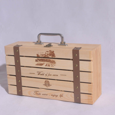 红酒盒双支包装盒实木红酒礼盒包装盒葡萄酒盒礼盒红酒木盒可定制