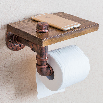 浴室小置物架卫生间纸巾盒铁艺水管置物架卫生间壁挂架搁板卷纸架