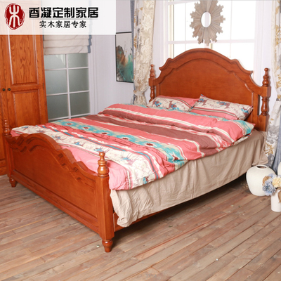 美式乡村家具 全实木床1.8米/1.5米双人床红橡木婚床上海厂家直销