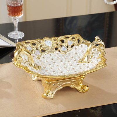 欧式陶瓷水果盘 客厅茶几装饰奢华大果盆创意糖果盘摆件 结婚礼物