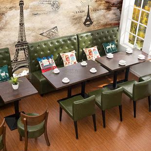 咖啡厅沙发 西餐厅靠墙卡座 快餐桌椅 甜品店沙发奶茶店桌椅组合