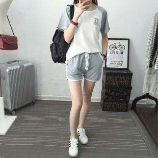 韩版夏季女士可爱睡衣两件套短袖短裤韩版夏天休闲运动家居服套装