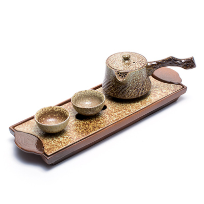 粗陶窑变复古提梁壶功夫茶具套装整套茶道日式陶瓷茶道茶壶茶杯