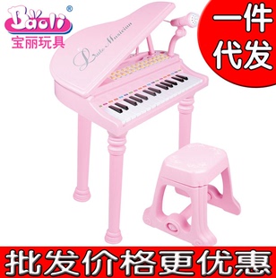 新品女孩小钢琴玩具多功能电子琴带麦克风 宝宝音乐充电儿童乐器