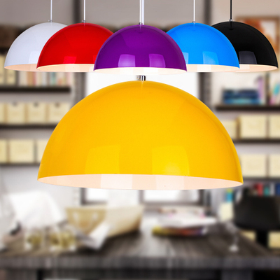 简约现代彩色灯罩创意网吧办公室餐厅单头半圆吊灯理发店饭店灯具