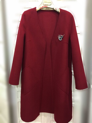 Max LuLu正品2015冬女气质敞开式长袖V领羊绒大衣maxlulu NP17530