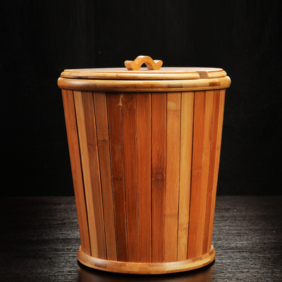 木质茶水桶茶渣桶带盖木制茶桶功夫茶具大号排水桶茶叶垃圾桶