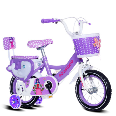 女童自行车带后座3-5-6-8岁单车12141618寸儿童两轮闪光脚踏童车