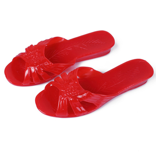 珠江联盟菊花塑料拖鞋女士夏大花洗澡塑胶透明妈妈外出水晶一体鞋