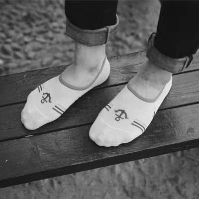 袜子男士运动低帮浅口隐形袜带硅胶不掉跟船袜男夏季纯棉豆豆袜潮