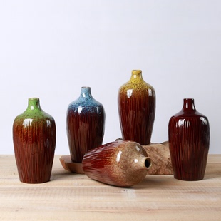 精品陶瓷器窑变水培小花瓶花插 个性台面禅意现代工艺摆件优惠